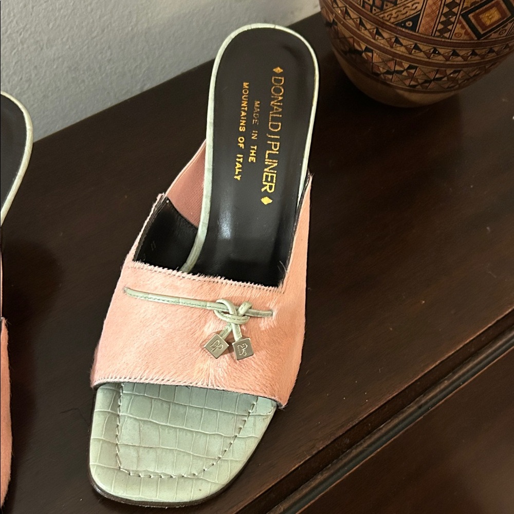 Donald J. Pliner Pink and Mint Mules